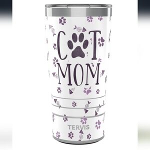 Cat Mom Tumbler with Paw Print Design